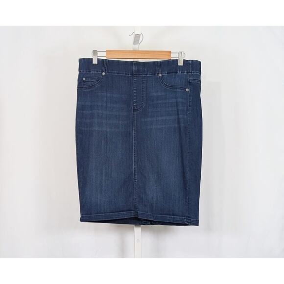Liverpool Dresses & Skirts - Liverpool Skirt Blue Denim Pull On Straight Estrella Wash Women's Size 14W